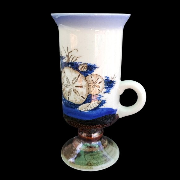 Otagiri Cup Ceramic Irish Coffee Demitasse Mug Seashell Sand Dollar 1970s - Picture 2 of 12